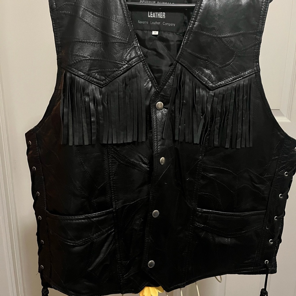 Navarre Leather Company Black Leather Vest 3X